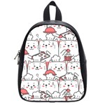 Cute Cat Chef Cooking Seamless Pattern Cartoon School Bag (Small) Front