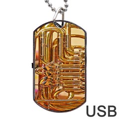 Tuba Valves Pipe Shiny Instrument Music Dog Tag Usb Flash (one Side) by Ravend