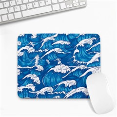 Storm Waves Seamless Pattern Raging Ocean Water Sea Wave Vintage Japanese Storms Print Illustration Small Mousepad by Ket1n9