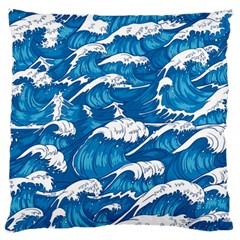 Storm Waves Seamless Pattern Raging Ocean Water Sea Wave Vintage Japanese Storms Print Illustration Standard Premium Plush Fleece Cushion Case (one Side) by Ket1n9