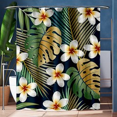 Seamless Pattern With Tropical Strelitzia Flowers Leaves Exotic Background Shower Curtain 60  X 72  (medium) 