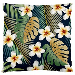 Seamless Pattern With Tropical Strelitzia Flowers Leaves Exotic Background Standard Premium Plush Fleece Cushion Case (two Sides)