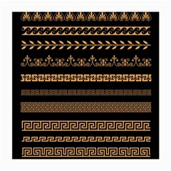 Set-antique-greek-borders-seamless-ornaments-golden-color-black-background-flat-style-greece-concept Medium Glasses Cloth (2 Sides) by Ket1n9