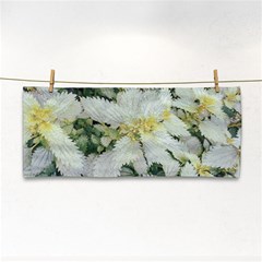 Enchanting Foliage Sharp Edged Leaves In Pale Yellow And Silver Bk Hand Towel by dflcprintsclothing