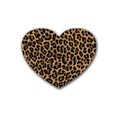 Tiger Skin Art Pattern Rubber Heart Coaster (4 Pack)