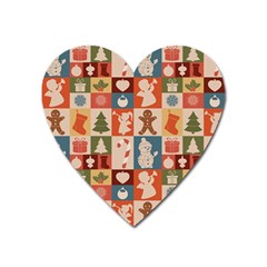 Cute Christmas Seamless Pattern Vector  - Heart Magnet