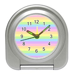 Cute Pastel Rainbow Stripes Travel Alarm Clock by Ket1n9