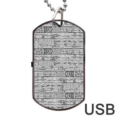 Black And White Hand Drawn Doodles Abstract Pattern Bk Dog Tag Usb Flash (one Side) by dflcprintsclothing