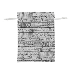 Black And White Hand Drawn Doodles Abstract Pattern Bk Lightweight Drawstring Pouch (s) by dflcprintsclothing