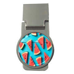 Watermelon Blue Background Money Clips (round) 