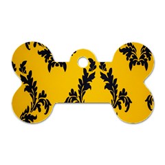 Yellow Regal Filagree Pattern Dog Tag Bone (two Sides) by Azkajaya