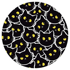 Cat Pattern Pet Drawing Eyes Round Trivet by Loisa77