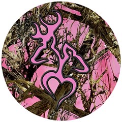 Pink Browning Deer Glitter Camo Camouflage Wooden Puzzle Round by Loisa77