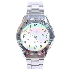 Stars Cute Pastel Pattern Rainbow Stainless Steel Analogue Watch by Loisa77