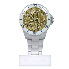 Yellow Snake Skin Pattern Plastic Nurses Watch by Ket1n9