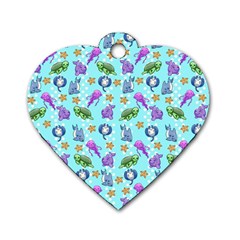 Sea Ocean Sealife Turtle Jellyfish Dog Tag Heart (one Side) by Loisa77