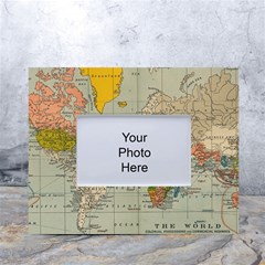 Vintage World Map White Tabletop Photo Frame 4 x6  by Ket1n9