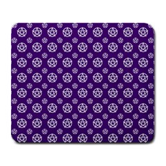 White Pentacle And Purple Pattern Large Mousepad by cheekywitch