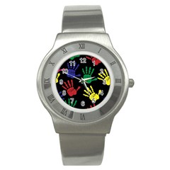 Handprints Hand Print Colourful Stainless Steel Watch