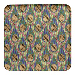 Tribal Background Boho Batik Square Glass Fridge Magnet (4 Pack)