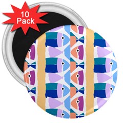 Illustrations Of Fish Texture Modulate Sea Pattern 3  Magnets (10 Pack) 