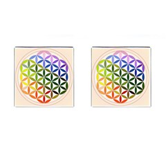 Mandala Rainbow Colorful Cufflinks (square) by Ndabl3x