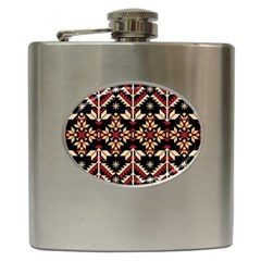 Vector Illustration Of Ukrainian Folk Seamless Pattern Ethnic Ornament Border Element Traditional Hip Flask (6 Oz) by Bedest