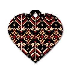 Vector Illustration Of Ukrainian Folk Seamless Pattern Ethnic Ornament Border Element Traditional Dog Tag Heart (two Sides) by Bedest