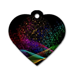 Particles Waves Line Multicoloured Dog Tag Heart (one Side) by Proyonanggan