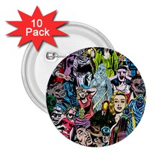 Vintage Horror Collage Pattern 2 25  Buttons (10 Pack)  by Ket1n9