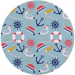 Nautical Marine Symbols Seamless Pattern Uv Print Round Tile Coaster