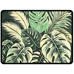 Abstract Art Tropical Leaves Fleece Blanket (large) by Valentinaart