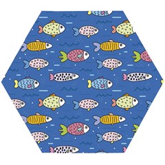 Sea Fish Blue Submarine Animals Wooden Puzzle Hexagon by Loisa77