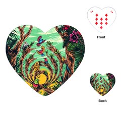 Monkey Tiger Bird Parrot Forest Jungle Style Playing Cards Single Design (heart) by Grandong