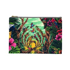 Monkey Tiger Bird Parrot Forest Jungle Style Cosmetic Bag (large) by Grandong