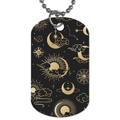 Asian Seamless Pattern With Clouds Moon Sun Stars Vector Collection Oriental Chinese Japanese Korean Dog Tag (one Side) by Grandong