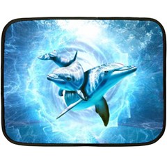 Dolphin Blue Fantasy Fleece Blanket (mini) by Loisa77