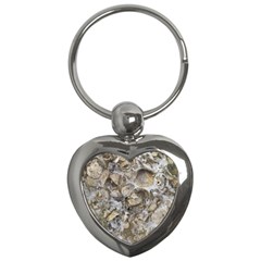 Fossilized Seashell Texture Print Design Bk Key Chain (heart) by dflcprintsclothing