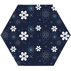 Blue Background Abstract Seamless Wooden Puzzle Hexagon