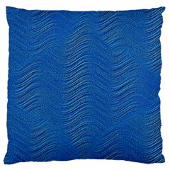 Blue Wave Abstract Texture Seamless Large Premium Plush Fleece Cushion Case (one Side) by Loisa77