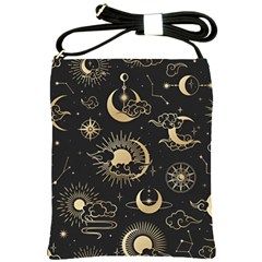 Asian Seamless Pattern With Clouds Moon Sun Stars Vector Collection Oriental Chinese Japanese Korean Shoulder Sling Bag by Perong