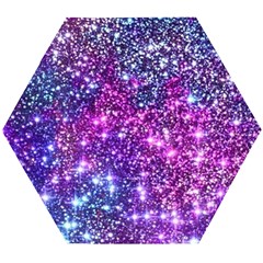 Purple Violet Glitter Galaxy Nebula Space Pattern Wooden Puzzle Hexagon by Perong