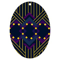 Line Square Pattern Violet Blue Yellow Design Uv Print Acrylic Ornament Oval