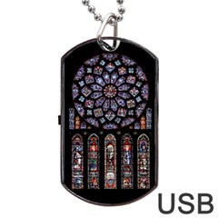 Chartres Cathedral Notre Dame De Paris Stained Glass Dog Tag Usb Flash (two Sides)