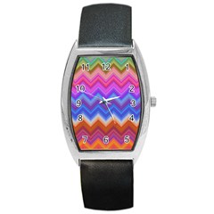 Pattern Chevron Zigzag Background Barrel Style Metal Watch