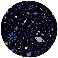 Starry Night  Space Constellations  Stars  Galaxy  Universe Graphic  Illustration Wooden Puzzle Round