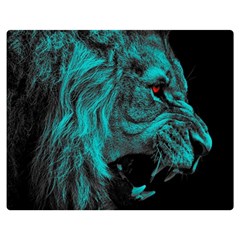 Angry Male Lion Predator Carnivore Premium Plush Fleece Blanket (medium) by Ndabl3x