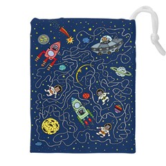 Cat Space Astronaut Rocket Maze Drawstring Pouch (4xl) by Perong