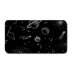 Black Space Drawing Art Planet Drawing Stars Black Space Galaxy Outer Space Medium Bar Mat by Perong