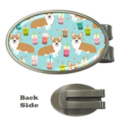 Corgi Boba Tea Bubble Tea Kawaii Food Welsh Corgis Dog Pattern Money Clips (oval) 